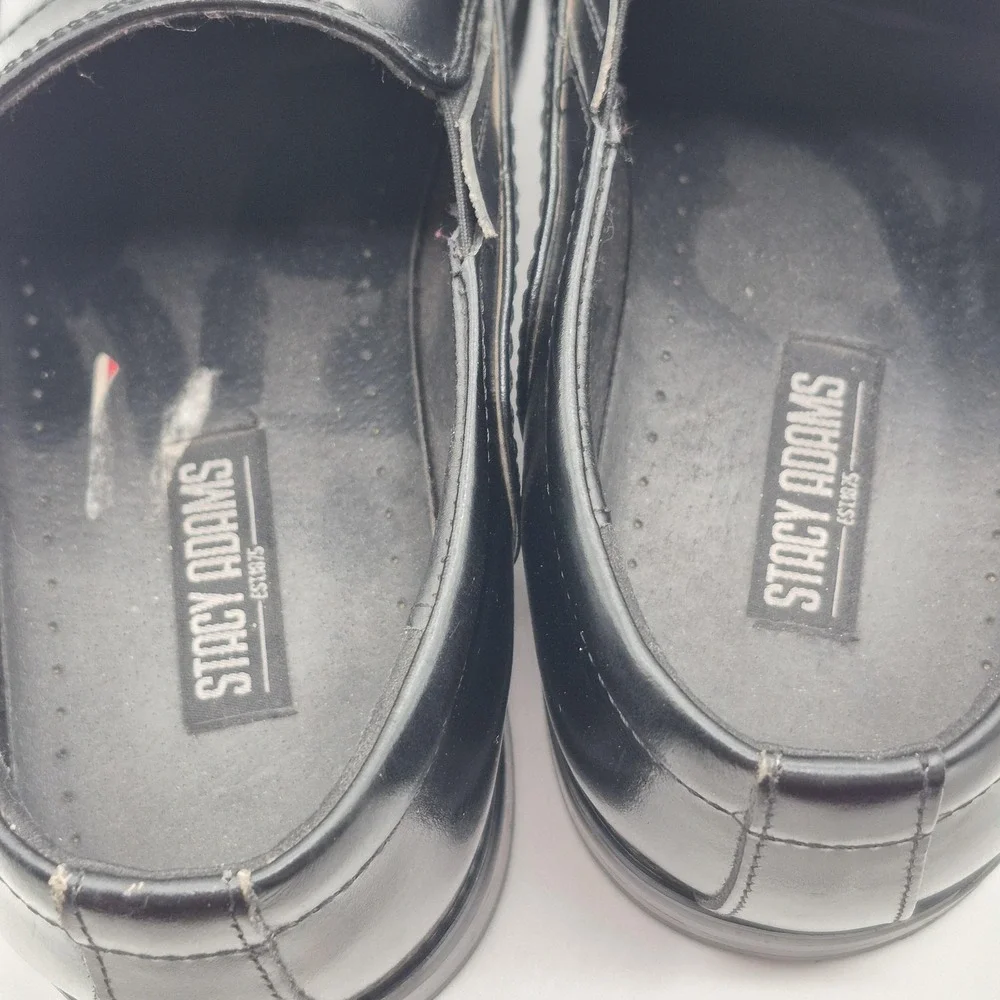 Stacy Adams Shoes Mens Size 8.5W Black Slip-On Loafer Dress Square Toe 20113-001
